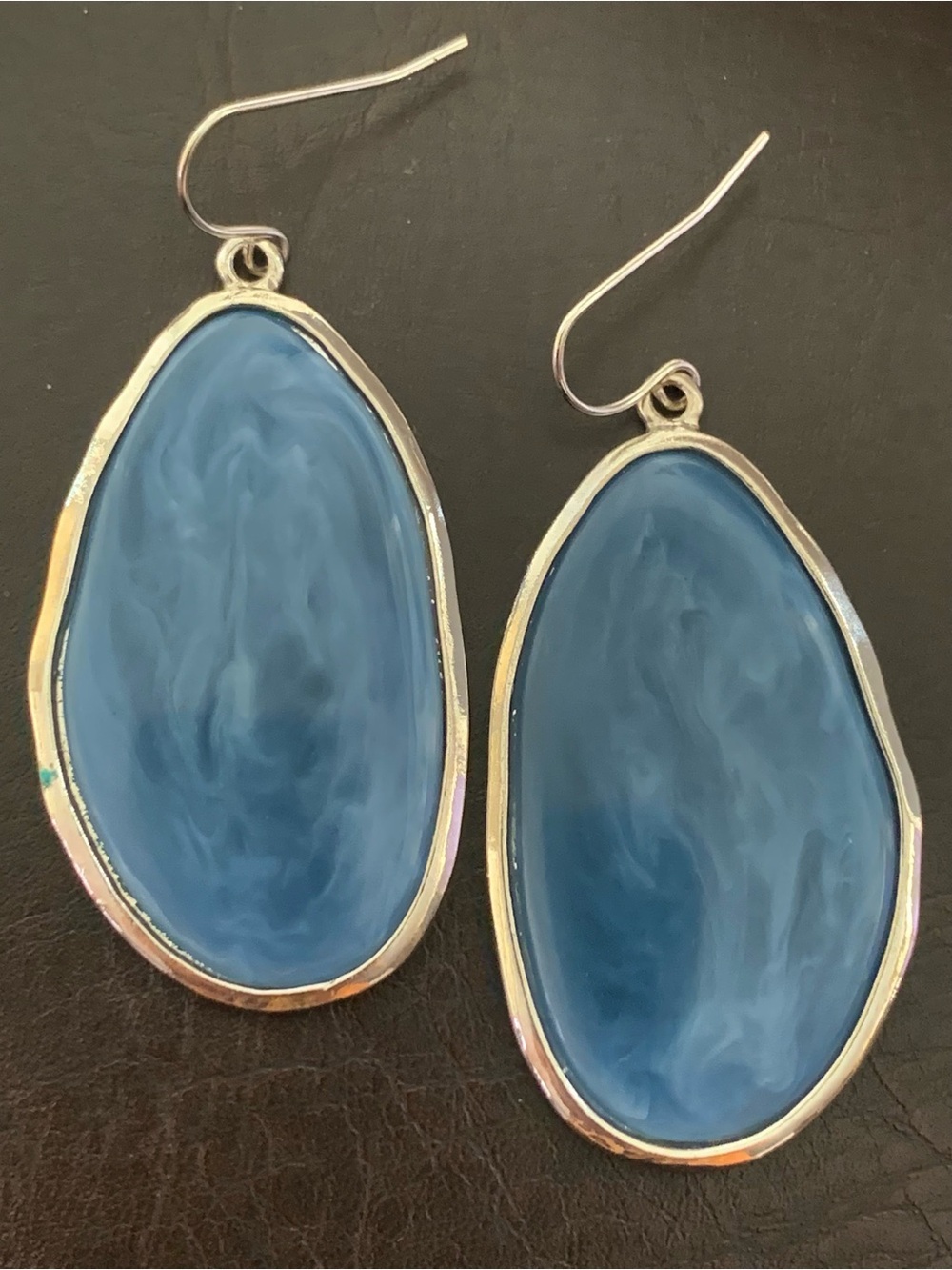 Blue Stone Agate Earrings - Picture 5 of 5